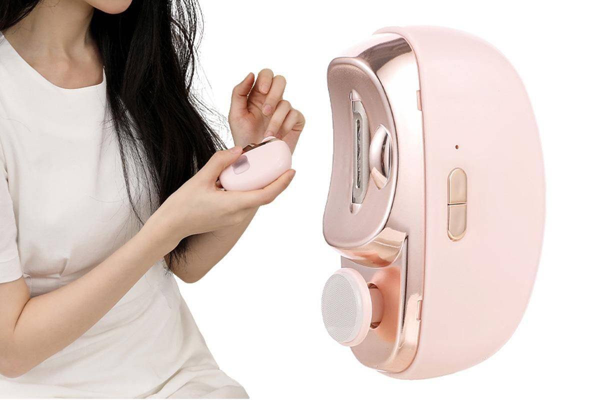 2-in-1 Electric Nail Clipper with Polishing Function-Pink