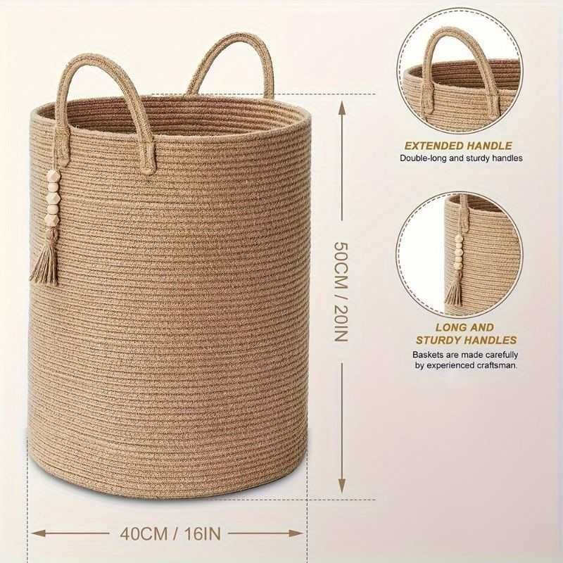Brown Gray round rope laundry basket, tassel laundry basket, high quality laundry basket, bohemian laundry basket, stylish laundry basket, boho rope basket, large laundry hamper, Australian home decor