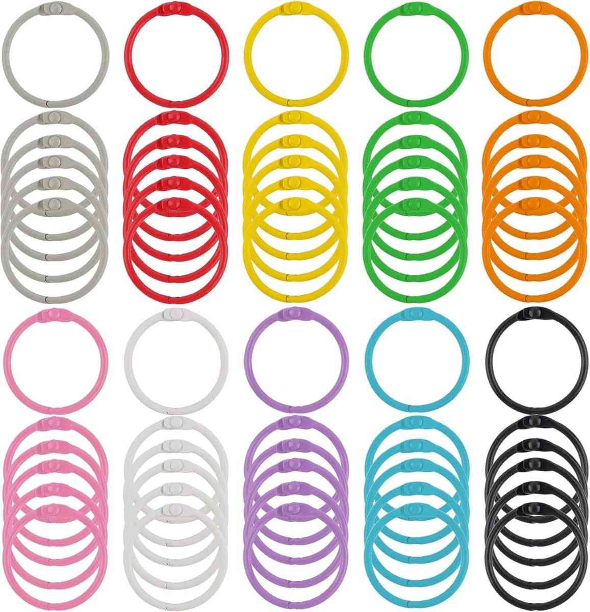 60 pieces - ring binders - 30 mm - keychain - colorful metal book rings - metal organizer ring - binding ring - for scrapbooking, album, crafting - for organizing and binding loose cards and recipes - 10 colors