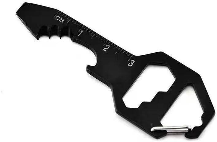 Multifunctional Can Opener Multitool - 1 Piece - Black - Includes Can Opener Hex Key Screwdriver & Ruler - Stainless Steel Pocket Tool for Daily Use