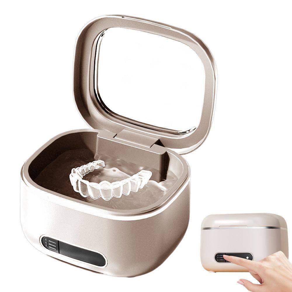 Upgraded Retainer Cleaner Machine for Braces Aligner Toothbrush Jewelry Beige