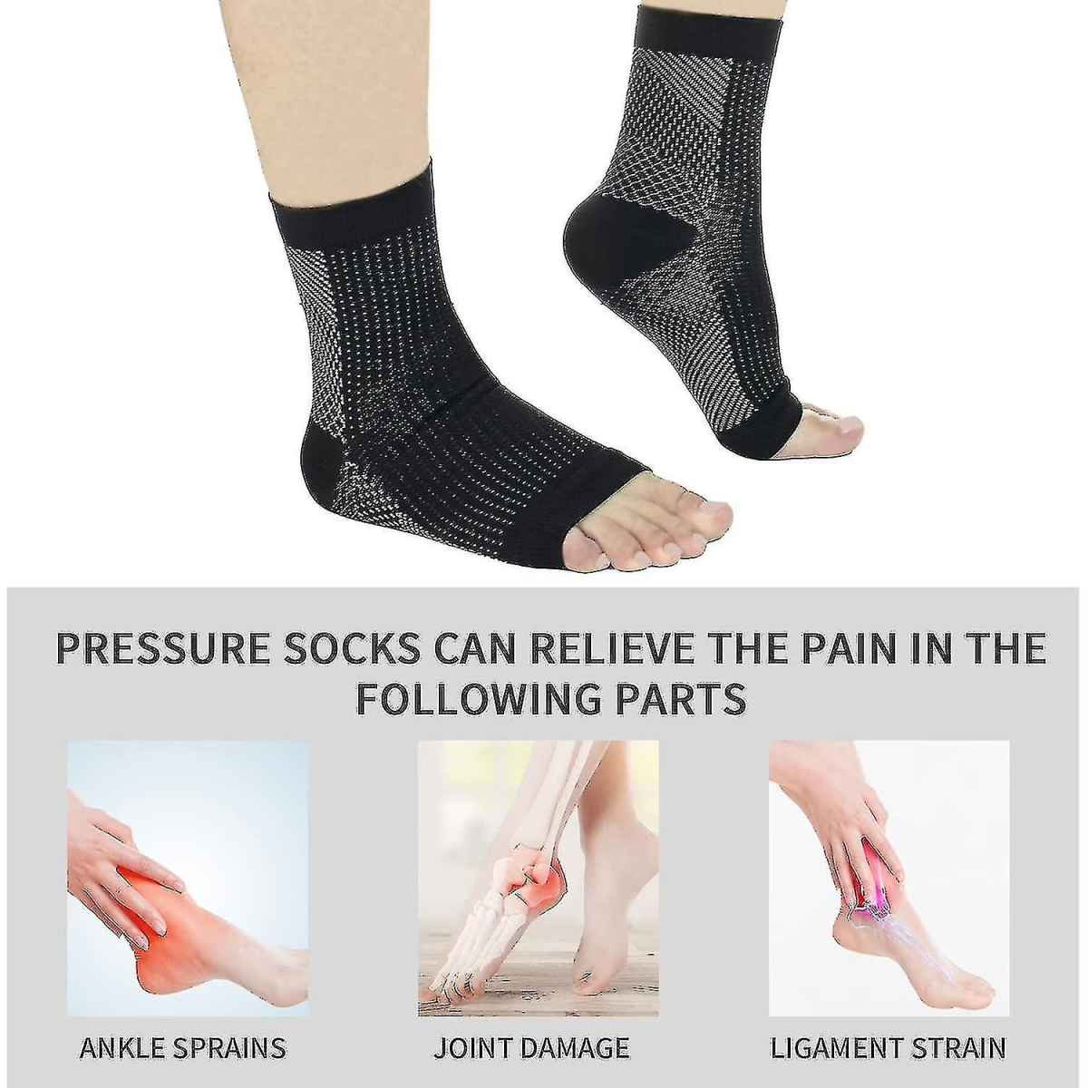 pairs of neuropathy socks, soothing socks for neuropathy pain, tendinitis compression socks, plantar fasciitis, neuropathy - Black - L XL