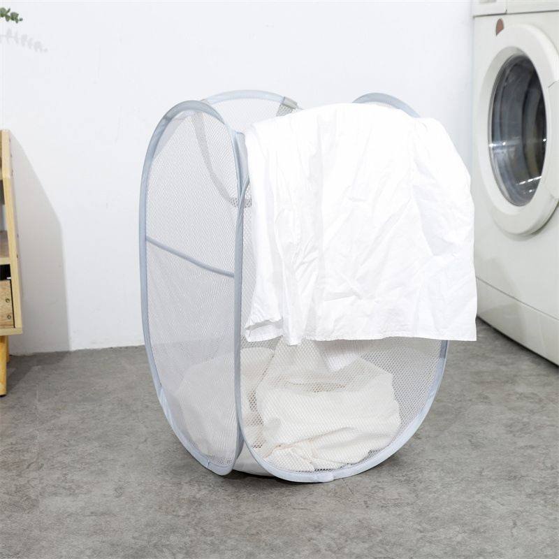 Foldable Laundry Hamper Light Gray 02