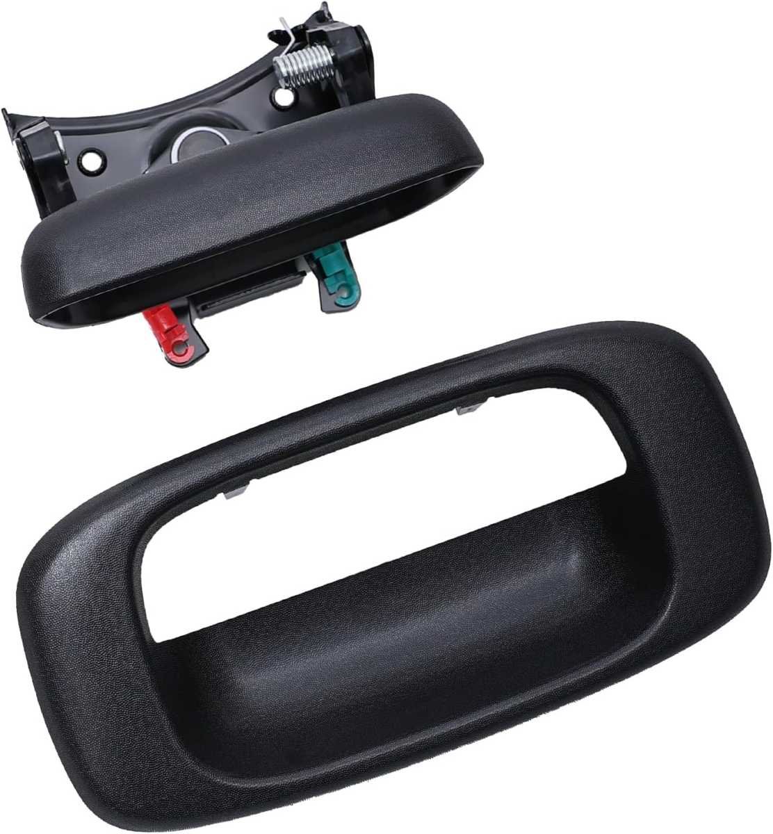 Premium Tailgate Handle Latch and Bezel Trim with Rod Clips, Fits for 1999-2007 Chevy Silverado GMC Sierra 1500 2500 3500, Replaces# 15997911, 15228539, 15228540, 15228541