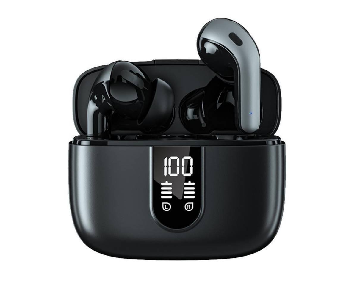 True Wireless Earbuds - LED Power Display - Bluetooth Earphones with Charging Case and Mic