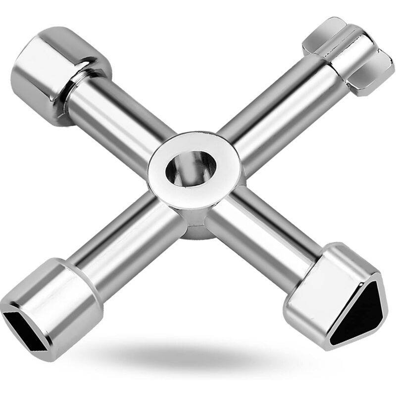 4-in-1 Universal Electrical Cabinet Wrench for Elevators and Valves Silver Multifunctional Tool Wrench