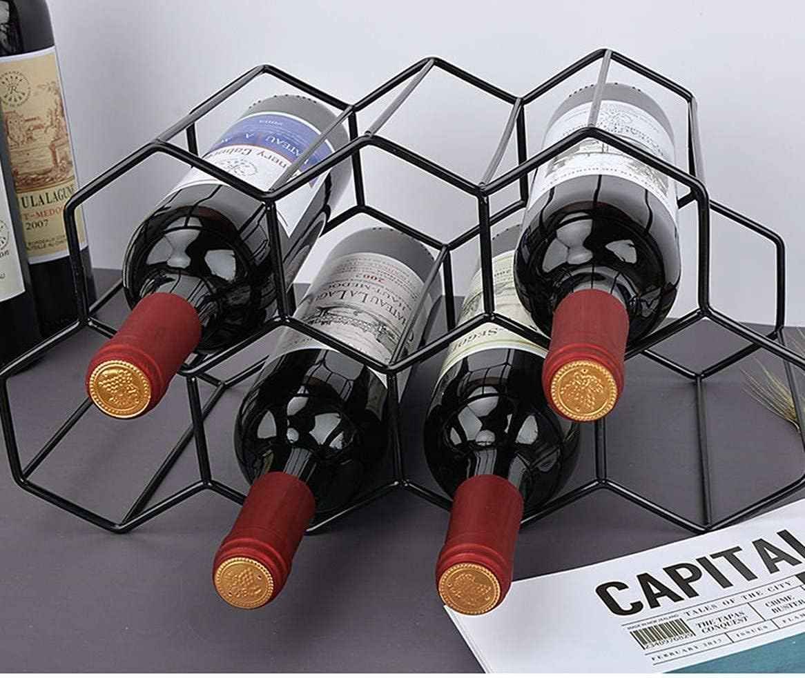 Small Freestanding Wine Rack for Countertop - Honeycomb Metal Wine Rack Stand for 9 Bottles, Black, Wine Rack for Tabletop