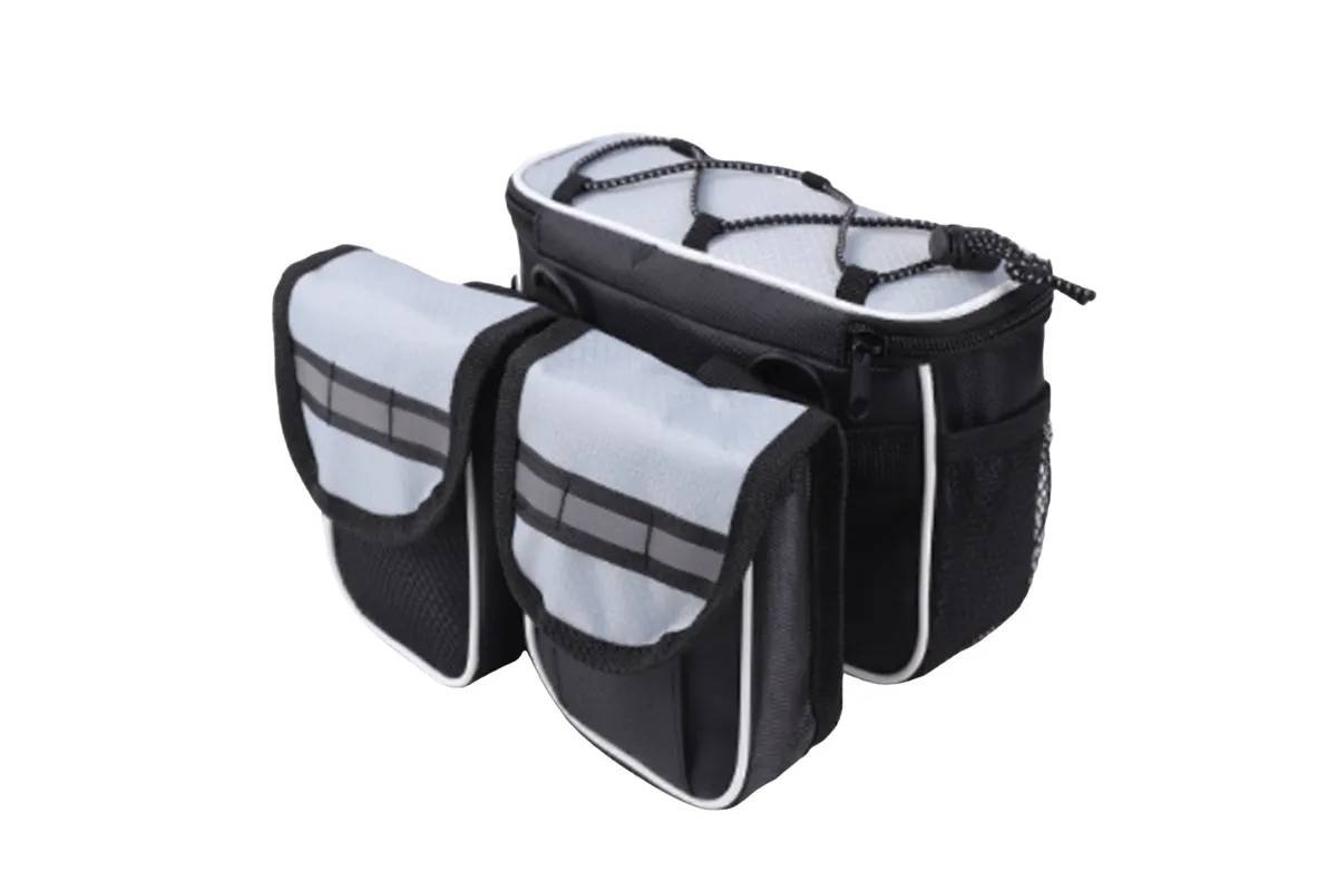 Detachable Bicycle Front Frame Tube Crossbody Storage Bag Gray