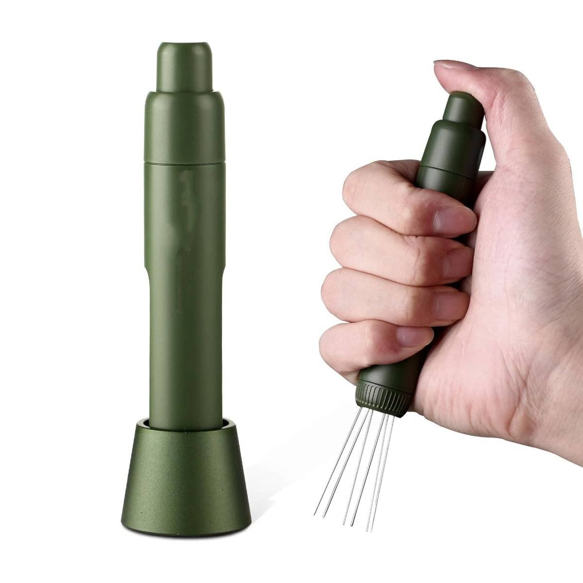 Retractable Espresso Stirrer Tools for Barista, Magnetic  Espresso Distribution Tool with Stainless Steel Needles (Green)
