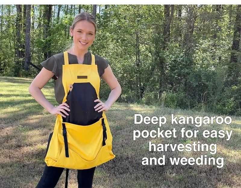 Oxford Cloth Multifunctional Gardening Apron, Thickened Durable Lightweight Large Pocket, Back Cross Straps Unisex(YELLOW)