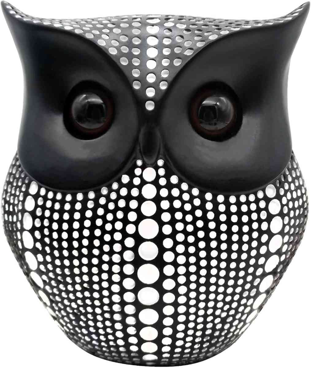 Resin Owl Statue Home Decor - Black Owl Sculpture, Bird Statue, Small Accents for Bedroom, Office, Garden, Bookshelf, TV Stand Figurines(Black)