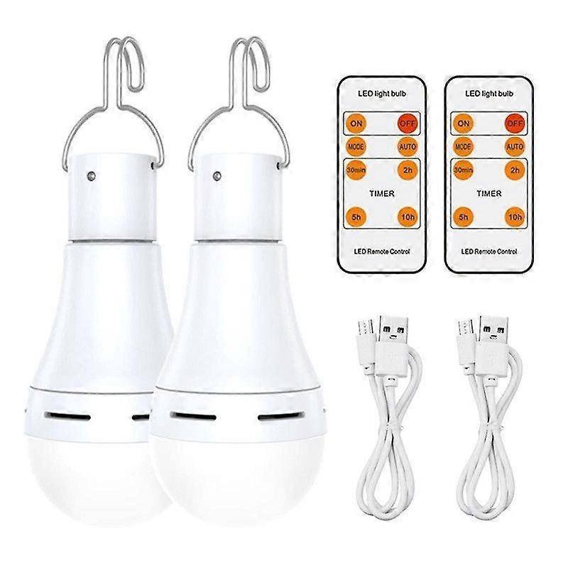 2pcs USB Rechargeable LED Bulbs Battery Backup Emergency Hanging Lights