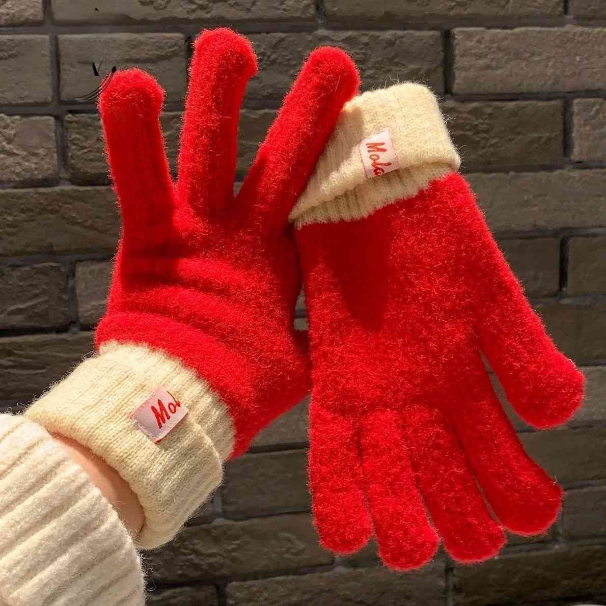Knit Gloves Red