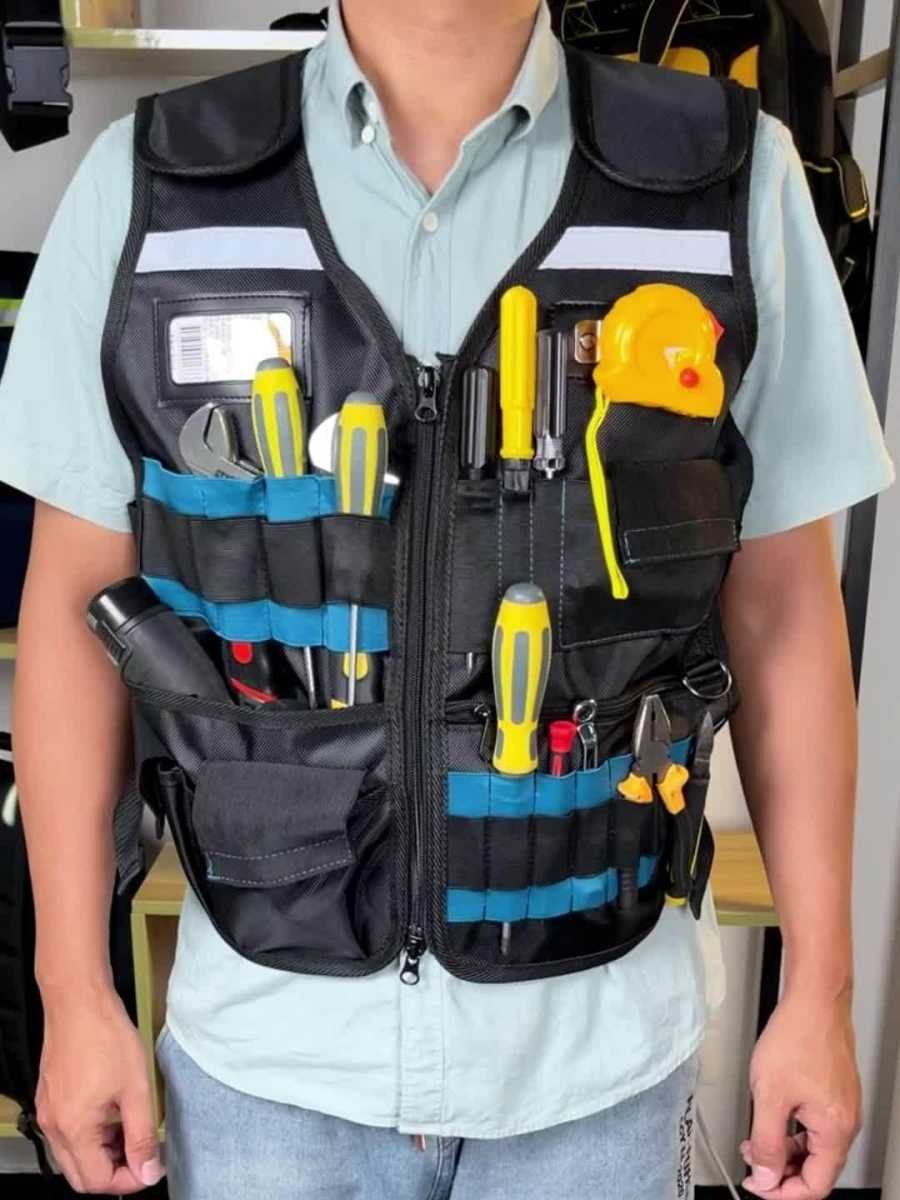tool vest, multi pocket vest, industrial tool vest, work safety vest, tool storage vest, breathable work vest, australia tool vest, construction tool vest