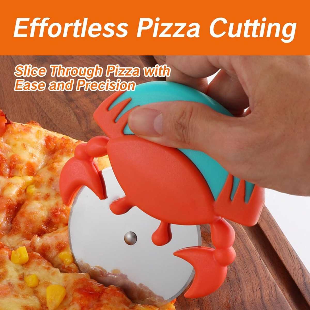 1 Piece Stainless Steel Pizza Cutter with Non-Slip Wheels Anti-Rust Easy Grip Sharp Blade for Effortless Cutting