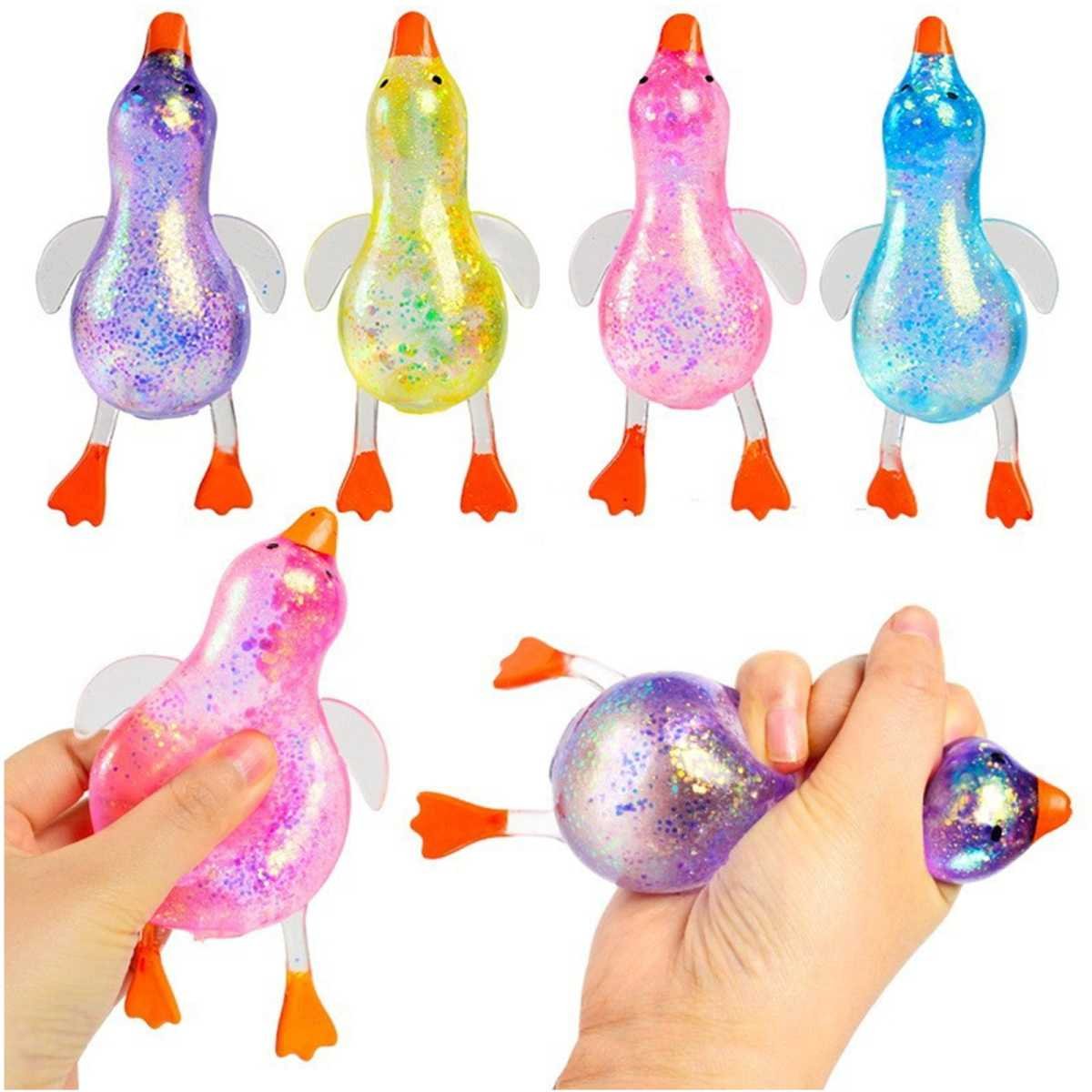 Darzheoy Squeeze Glitter Ducks Fidget Toys Pack Stress Relief Sensory Toys for Kids Adults Anxiety Relief Squeeze Toys (Random, 1pc) N