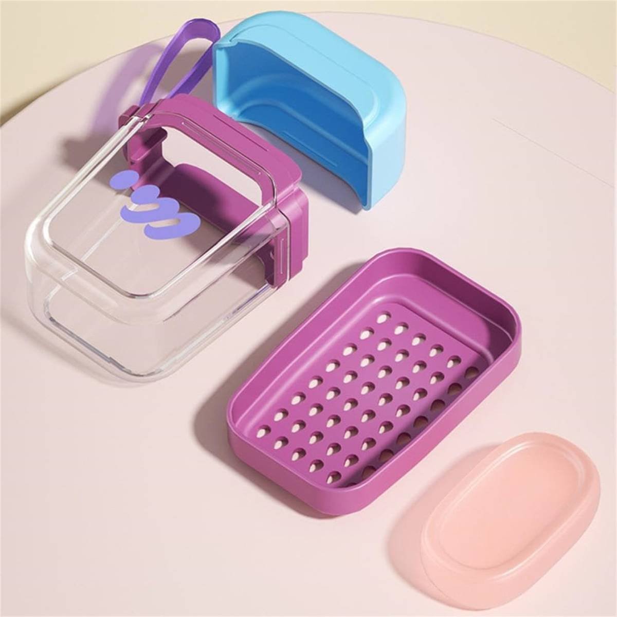 Bar Soap Holder Dish 1 Pack for Shower, Travel Soap Case with Lid for Gym, Camping Essentials, Travel Size Toiletries, Portable, Leakproof 4.25" x 2.87" Light Blue/1 Pcs