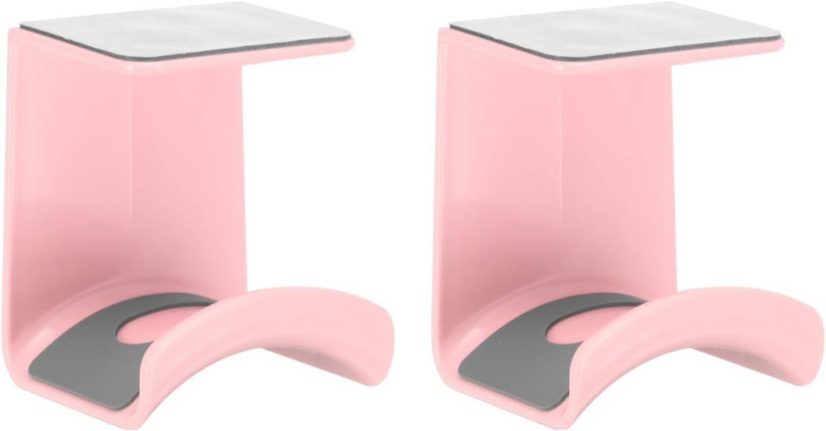 Headphone Stand, 2 Pcs ABS Headset Holder Adhesive Headphone Holder Hook Mount Headphone Hanger Hook Under Desk for Gaming Headphones Earphones Cables, Pink(Hanging)