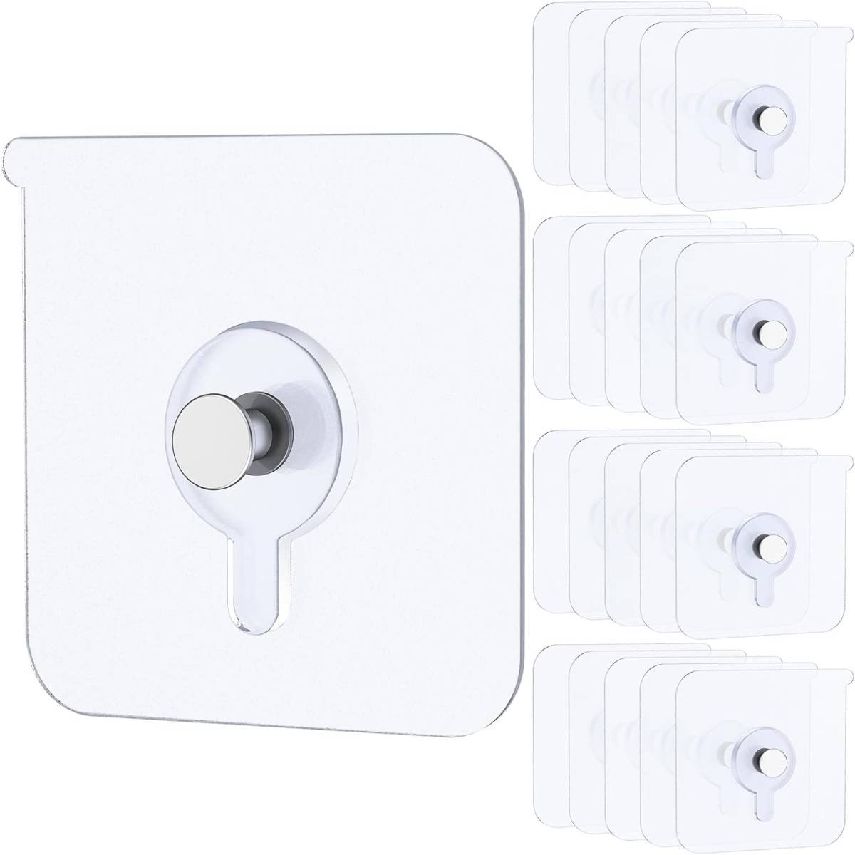 20 Pcs Adhesive Picture Hooks 20 lbs Max 2.2”Load No Drill Screw Stickers Heavy Duty Picture Hangers Without Nails No Nail Wall Hooks for Hanging Frame Hanger Sticky Hook for Bathroom Kitchen