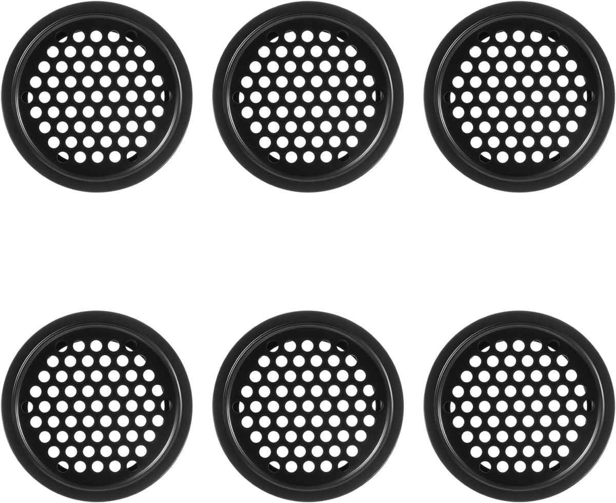 Soffit Vents Round Vent Cover, 6 Pcs 53mm/ 2inch Air Vents Stainless Steel Black Soffit Louver Vent Mesh Hole for Kitchen Bathroom Wardrobe Cabinet