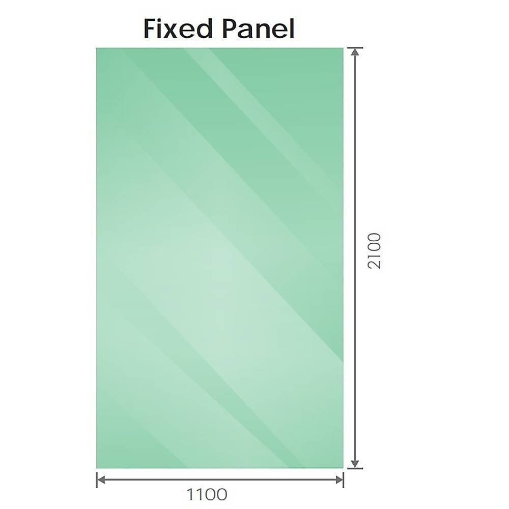110x210cm Glass Shower Screen with Black U-Brackets and Round Pole