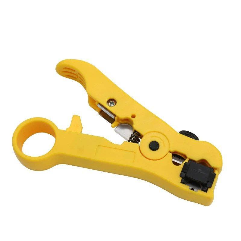 All-In-One Stripping Tool Universal Cable Wire Stripper, Coaxial Cable andWire Cutting Tool Multifunction Coax Stripper for Flat or Round Yellow
