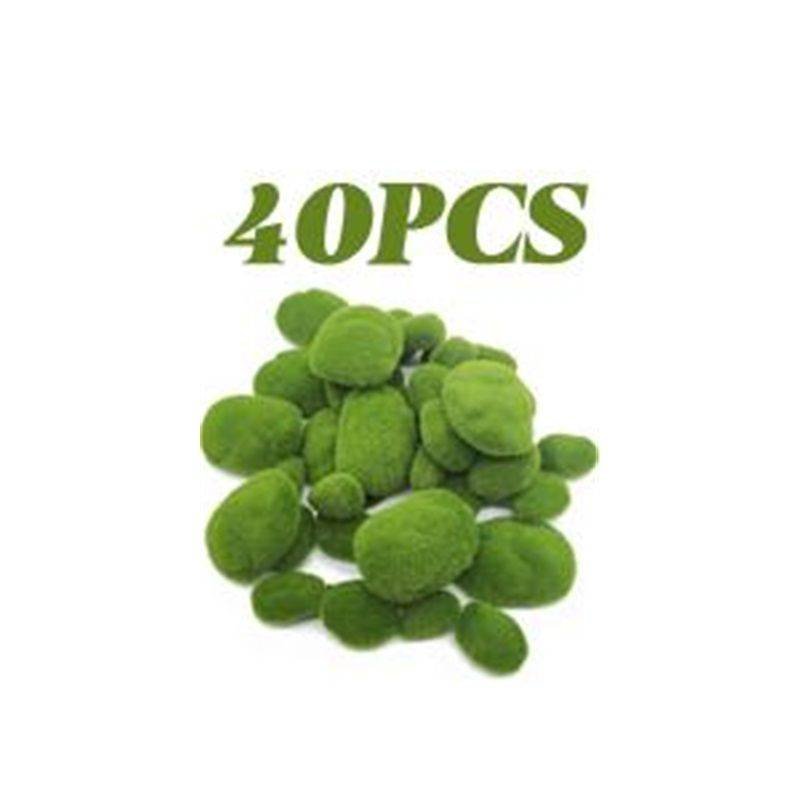 40Pcs Artificial Moss Rocks (4 Sizes), Green Moss Decor for Floral Arrangements, Fairy Gardens and Crafting