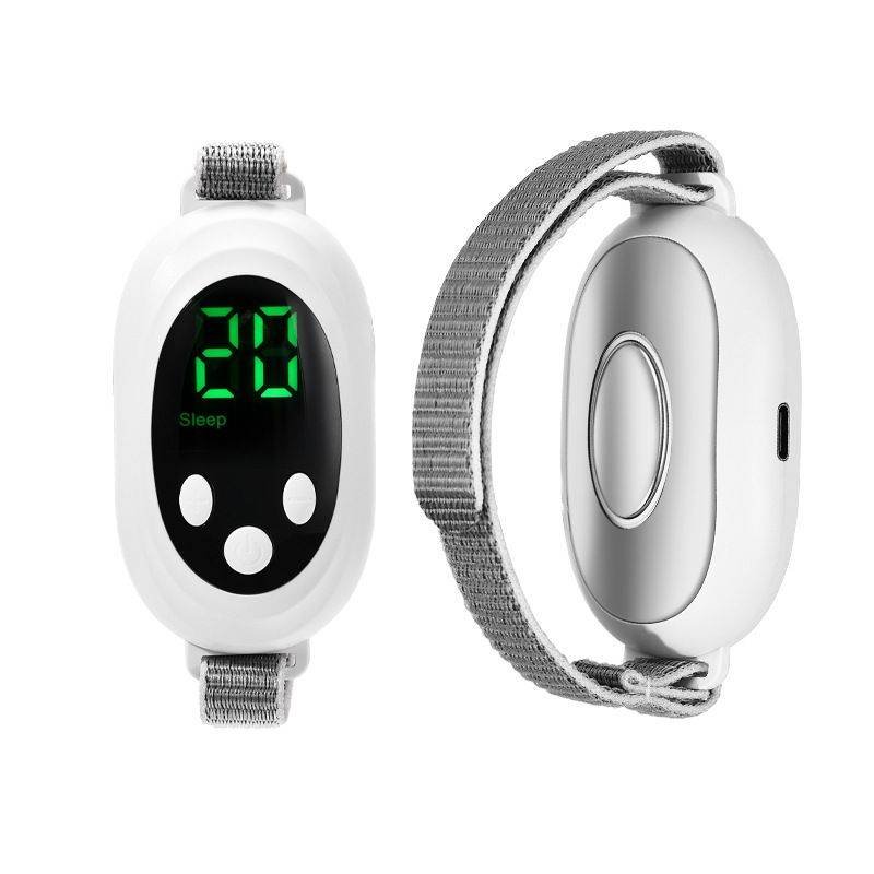 Portable Sleep Aid Device with EMS Pulse, LED Display and Adjustable Wrist Strap, White