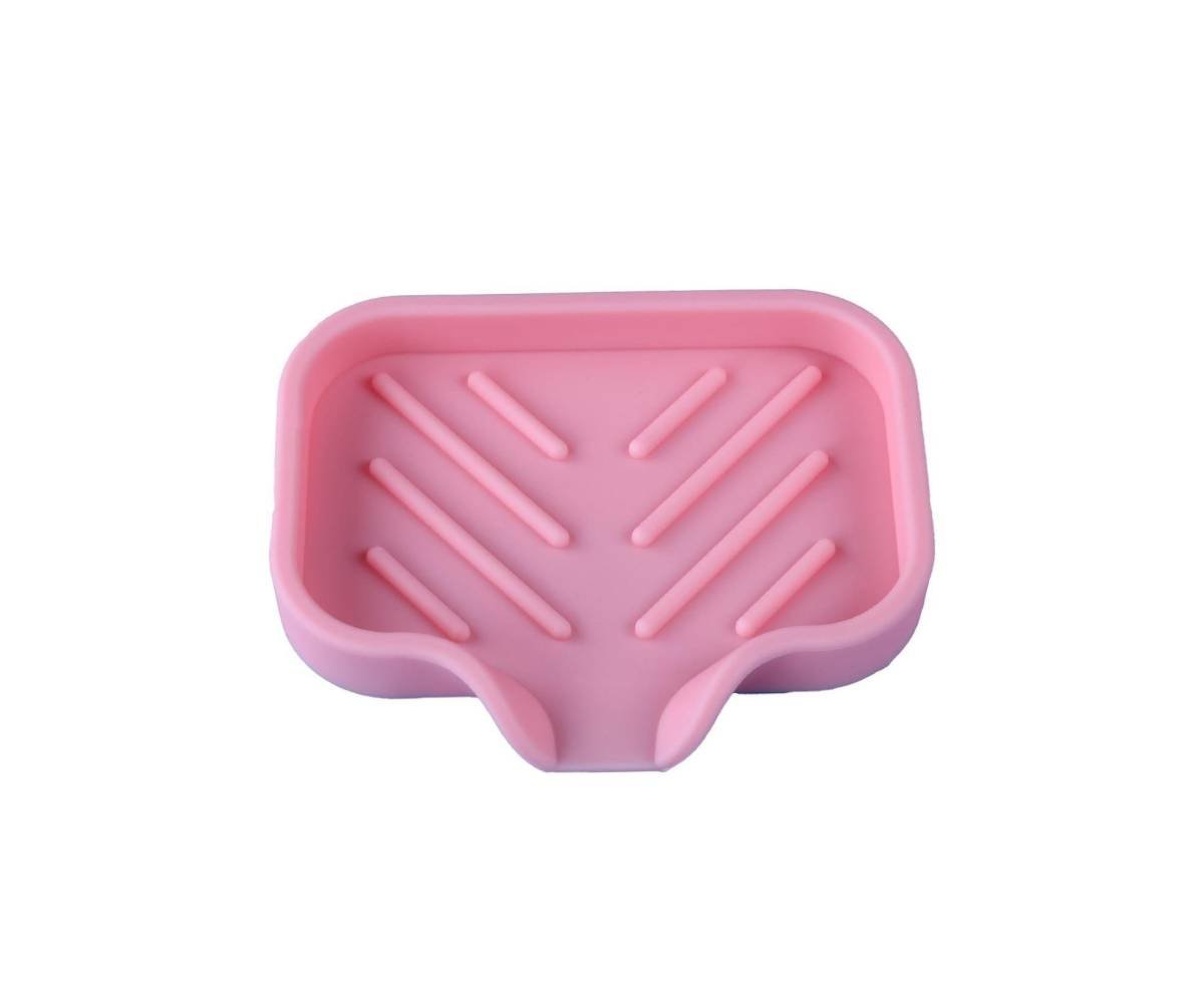 Drainable Soap Dish Non-slip Reliable Flow Guide Type Soap Box Bathroom Accessories-Pink