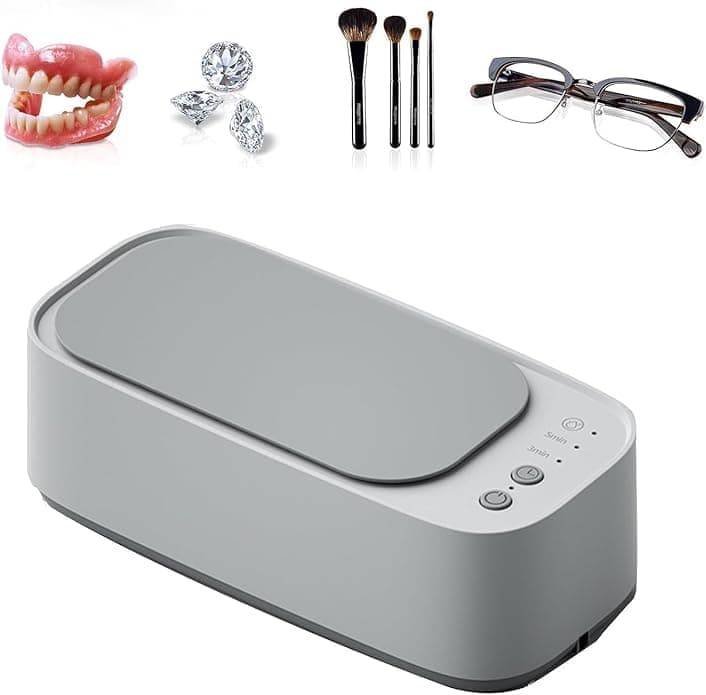 45000 Hz Ultrasonic Cleaner with 3 Cleaning Modes for Glasses Jewelry Dentures, Gray