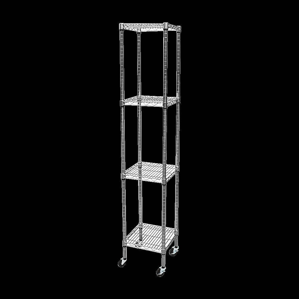 Modular Wire Storage 35x35cm Steel Shelving Chrome With Wheels For Garage Warehouse Or Kitchen Organisation