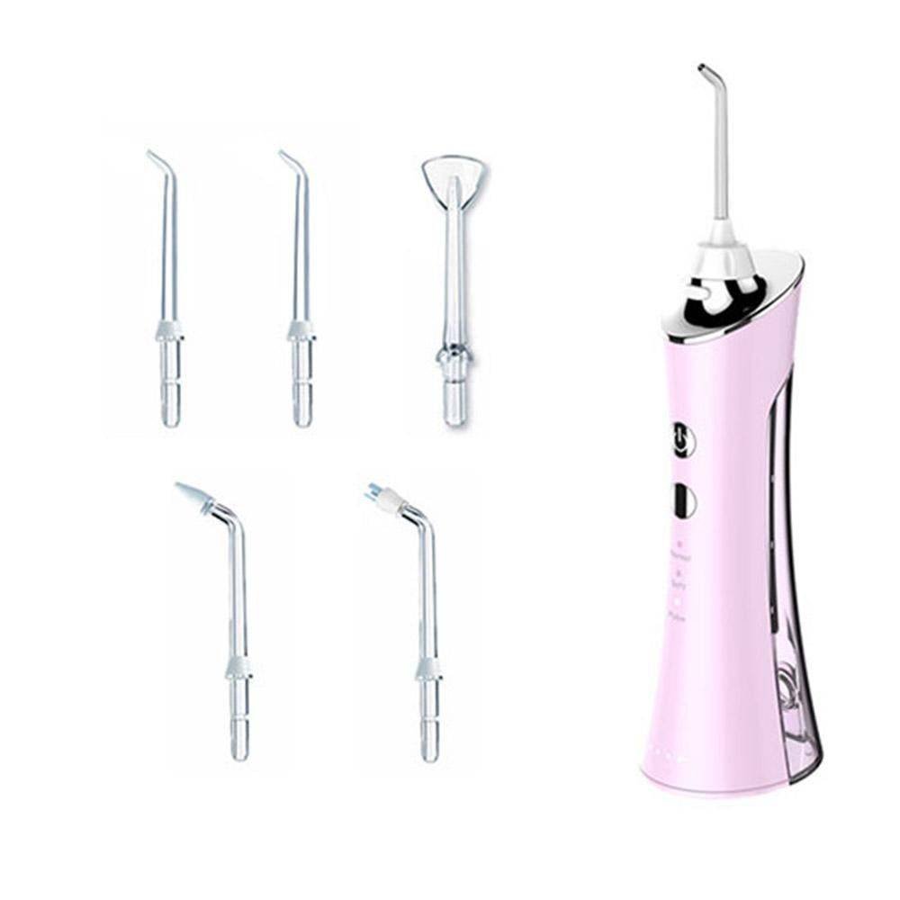 Water Dental Flosser Teeth Cleaner Rechargeable Water-resistant Cordless Water Dental Flosser for Home Travel -Pink