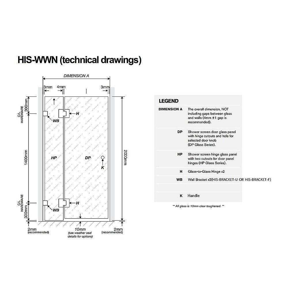 120x120cm Corner Frameless Shower Screen – White Wall Channel and Floor Channel with SS Hinges for Modern Bathroom Style