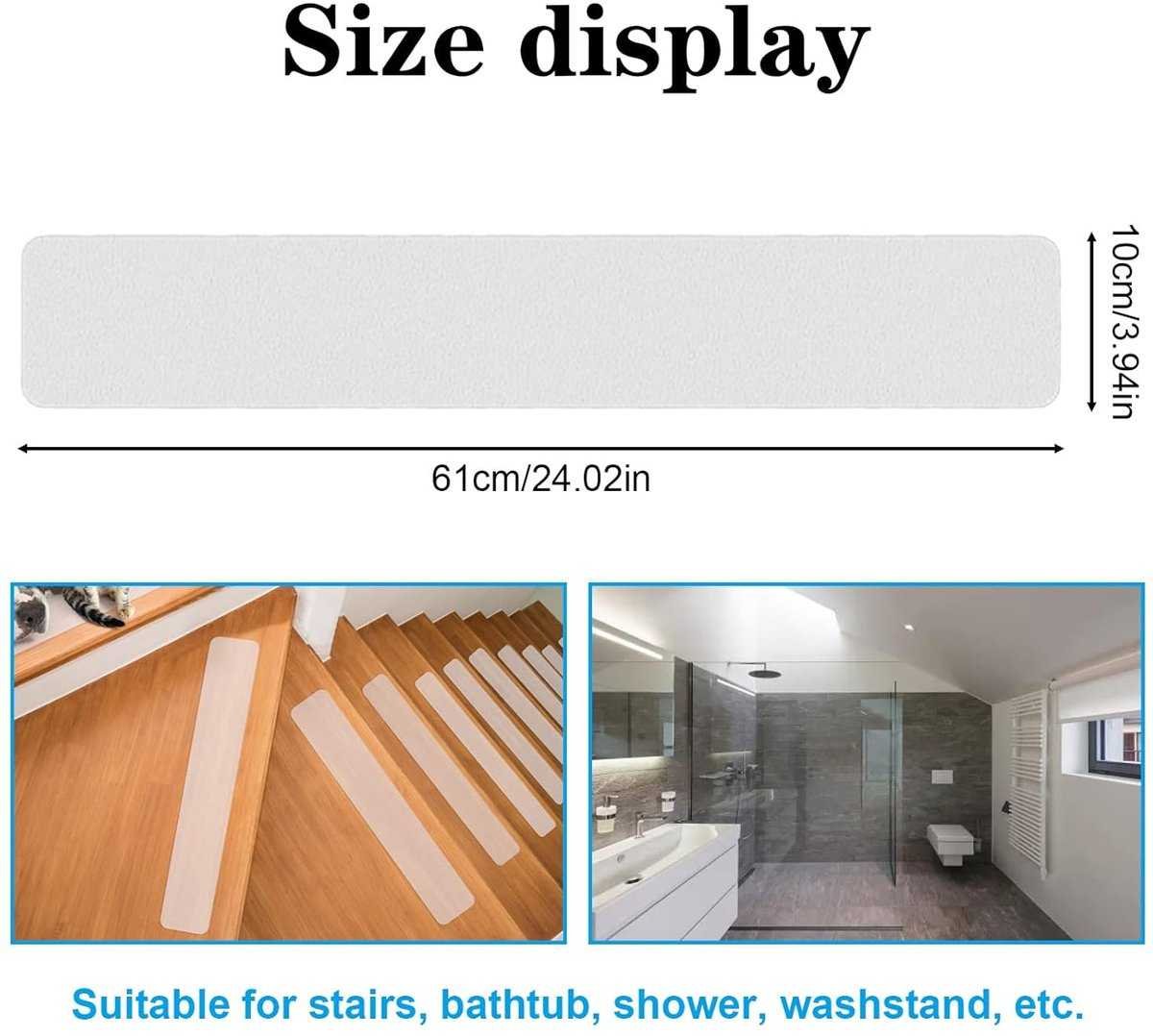 15 pieces - Anti-slip Stickers - 10*60 cm - Anti-slip strips - Anti-slip stickers for stairs - Anti-slip floor stickers - Peva anti-slip stickers - Transparent anti-slip strips for stairs - waterproof grip tape - for children, the elderly, dogs, pets
