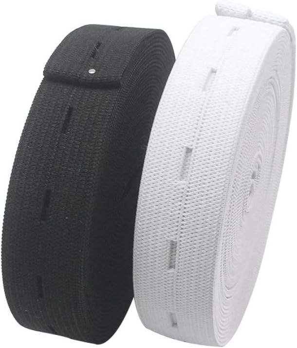 2 Pack Adjustable Elastic Waistbands 5 Meters Black & White Universal Fit for Pants All Sizes Clothing