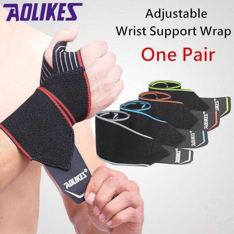 Aolikes 1 Pair Adjustable Wrist Support Wrap Strap Compression Hand Brace Au - Grey (1 Pair)