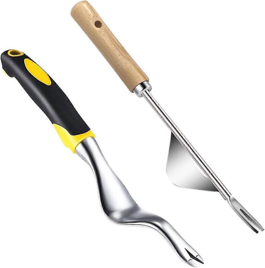 Manual Weeding Tool, 2 Pieces Handheld Weeder Dandelion Removal Tool, Garden Weed Puller with Non-Slip Handle